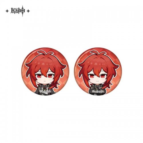 Merchandise | Genshin Impact |Diluc | Ornaments and Decorations | Metal Badge | Taking Pictures and Recounting Good Times Series - Character Mini Badge Set ·Diluc Version